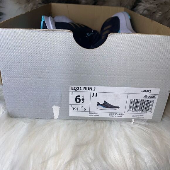 Adidas EQ21 Run J Black/Multi Girl's Sneakers Size 6.5 NWB H01872 Fast Shipping. - Picture 11 of 11